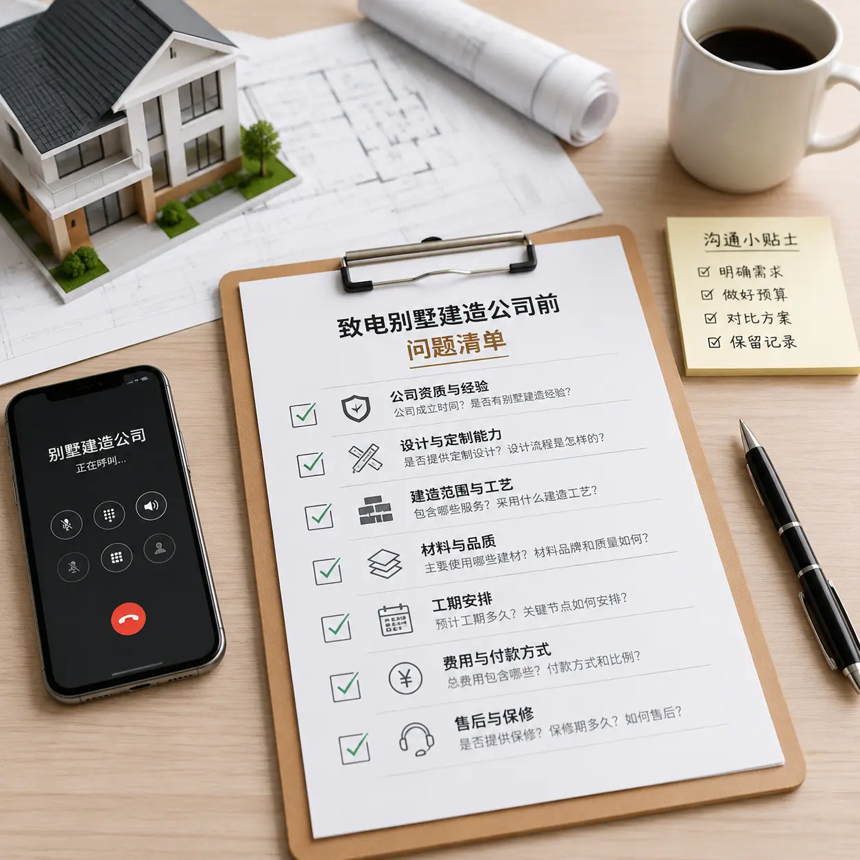 在紫云拨打别墅建造公司电话前的准备工作